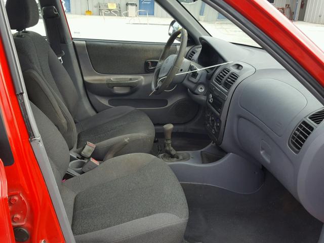 KMHCG45C62U407718 - 2002 HYUNDAI ACCENT GL RED photo 5