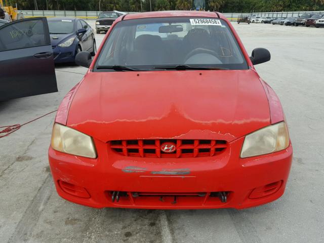 KMHCG45C62U407718 - 2002 HYUNDAI ACCENT GL RED photo 9