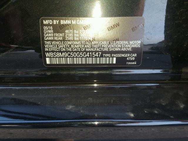 WBS8M9C50G5G41547 - 2016 BMW M3 BLACK photo 10