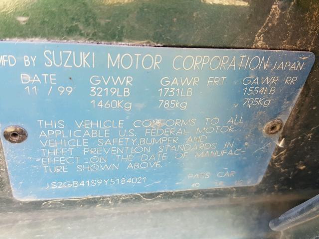 JS2GB41S9Y5184021 - 2000 SUZUKI ESTEEM GL GREEN photo 10