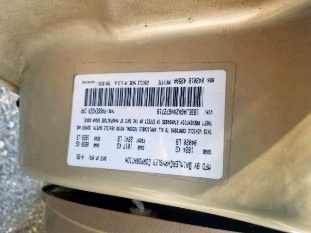 1B3EJ46X2XN672719 - 1999 DODGE STRATUS GOLD photo 10