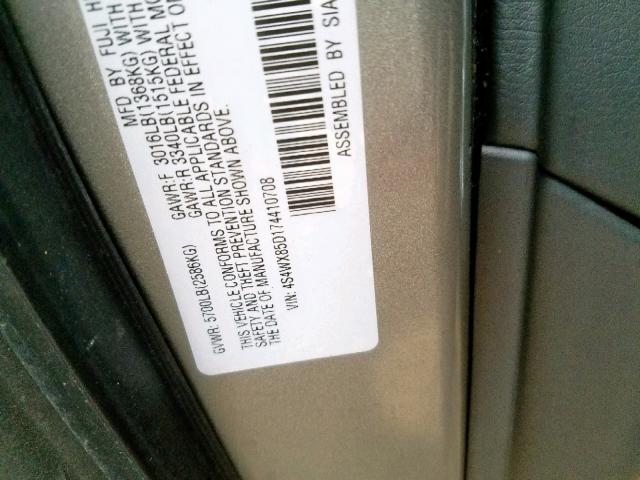 4S4WX85D174410708 - 2007 SUBARU B9 TRIBECA GRAY photo 10