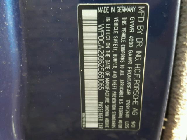 WP0CA29962S651065 - 2002 PORSCHE 911 CARRER BLUE photo 10