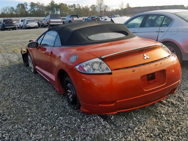 4A3AL35T77E034950 - 2007 MITSUBISHI ECLIPSE SP ORANGE photo 3