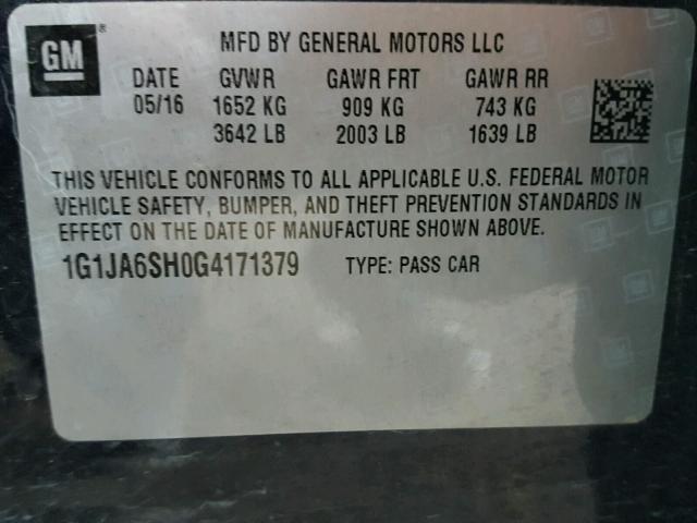 1G1JA6SH0G4171379 - 2016 CHEVROLET SONIC LS 蓝色 照片 10