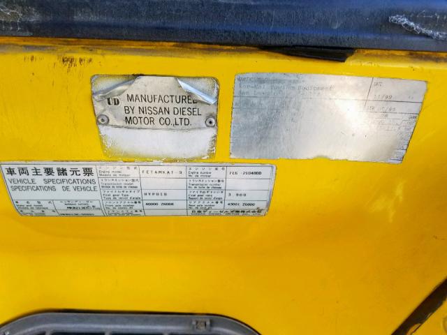 JNAMB43H2YGE55221 - 2000 NISSAN DIESEL UD2000 YELLOW photo 10