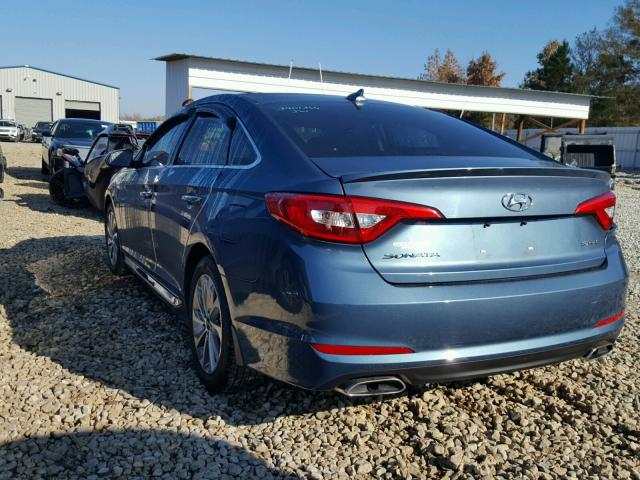 5NPE34AFXFH165122 - 2015 HYUNDAI SONATA SPO BLUE photo 3