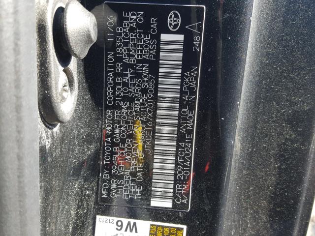 JTKDE167X70190857 - 2007 TOYOTA SCION TC 黑色 照片 10