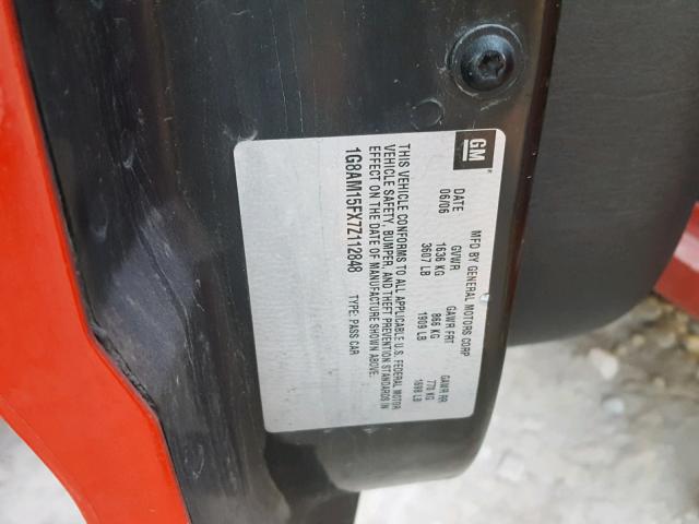 1G8AM15FX7Z112848 - 2007 SATURN ION LEVEL RED photo 10