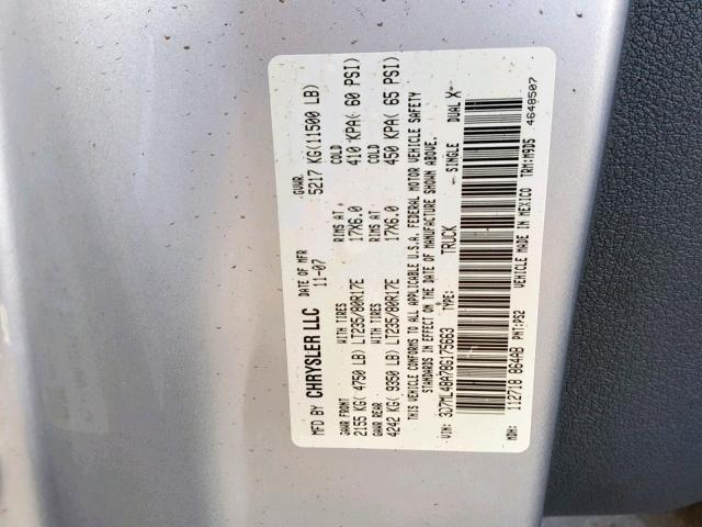 3D7ML48A78G175663 - 2008 DODGE RAM 3500 S SILVER photo 10