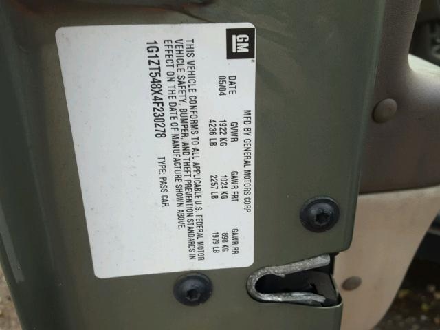 1G1ZT548X4F230278 - 2004 CHEVROLET MALIBU LS 绿色 照片 10