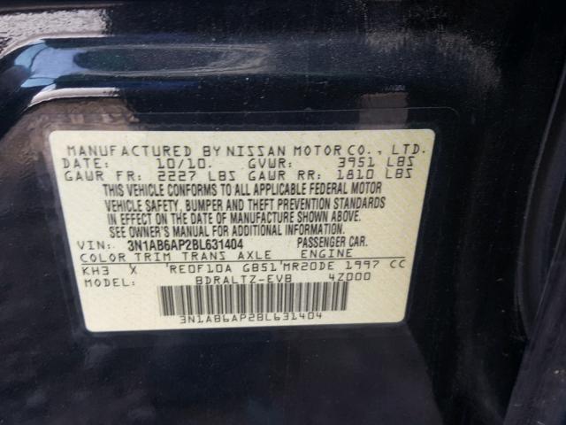 3N1AB6AP2BL631404 - 2011 NISSAN SENTRA 2.0 BLACK photo 10