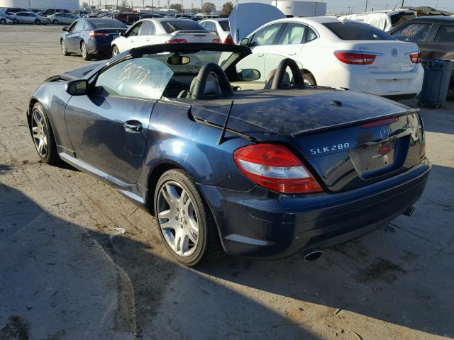 WDBWK54F07F167271 - 2007 MERCEDES-BENZ SLK 280 BLUE photo 3