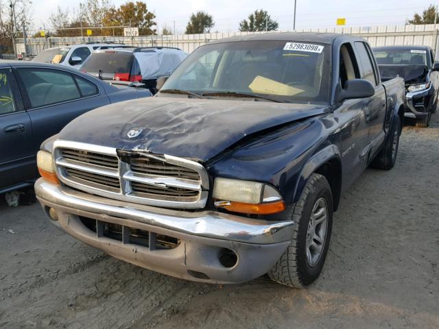 1B7HL48X52S723904 - 2002 DODGE DAKOTA QUA BLUE photo 2