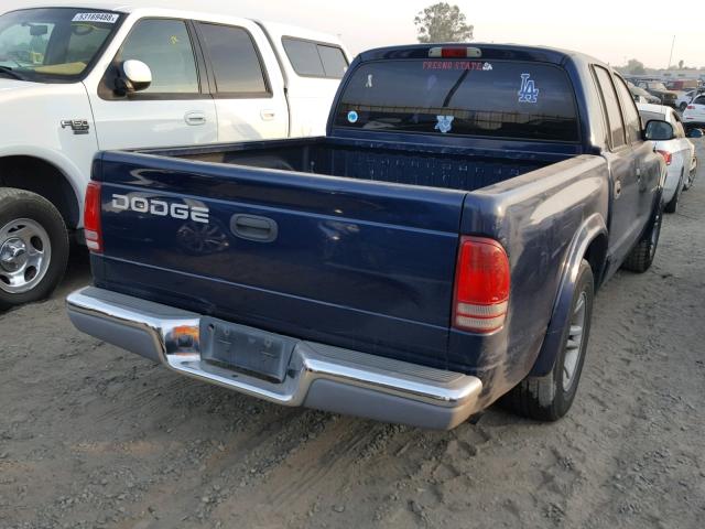 1B7HL48X52S723904 - 2002 DODGE DAKOTA QUA BLUE photo 4