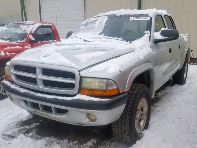 1D7HG38N123696584 - 2002 DODGE DAKOTA SPO SILVER photo 2