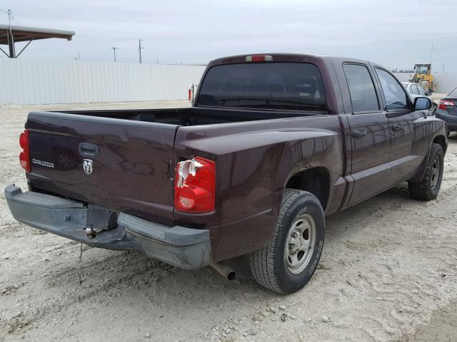 1D7HE28K85S337295 - 2005 DODGE DAKOTA QUA MAROON photo 4