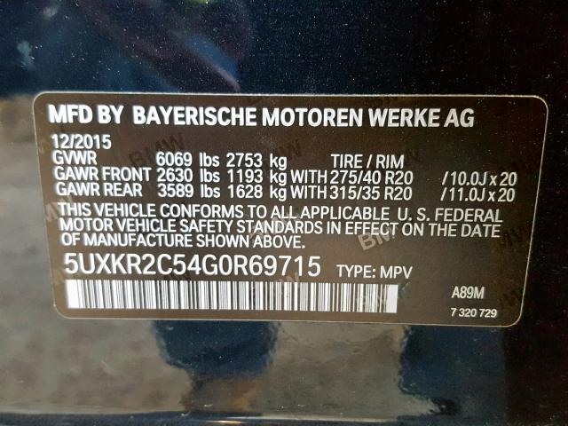 5UXKR2C54G0R69715 - 2016 BMW X5 SDRIVE3 BLUE photo 10