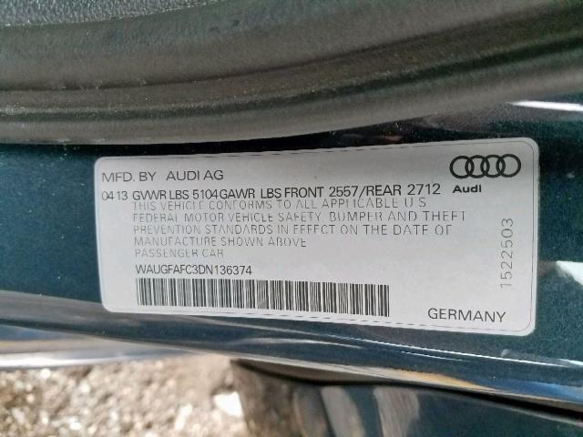 WAUGFAFC3DN136374 - 2013 AUDI A6 PREMIUM GRAY photo 10