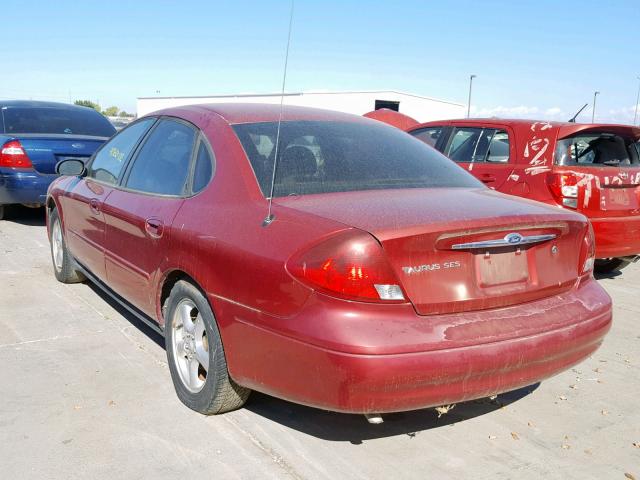 1FAFP55UX2G267905 - 2002 FORD TAURUS SES RED photo 3