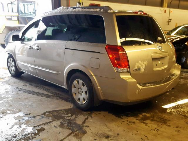 5N1BV28U56N119344 - 2006 NISSAN QUEST S TAN photo 3