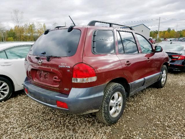 KM8SC73D65U875876 - 2005 HYUNDAI SANTA FE G BURGUNDY photo 4