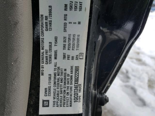 1GCDT24EX88222908 - 2008 CHEVROLET COLORADO L BLACK photo 10