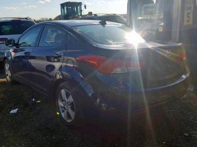 5NPDH4AE4DH413382 - 2013 HYUNDAI ELANTRA GL BLUE photo 3