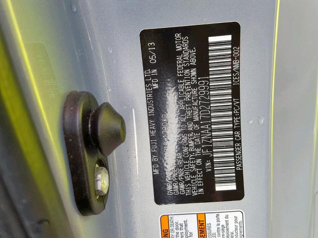 JF1ZNAA17D2729991 - 2013 TOYOTA SCION FR-S GRAY photo 10