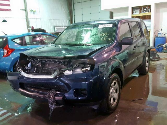 5FNYF48239B024189 - 2009 HONDA PILOT LX BLUE photo 2