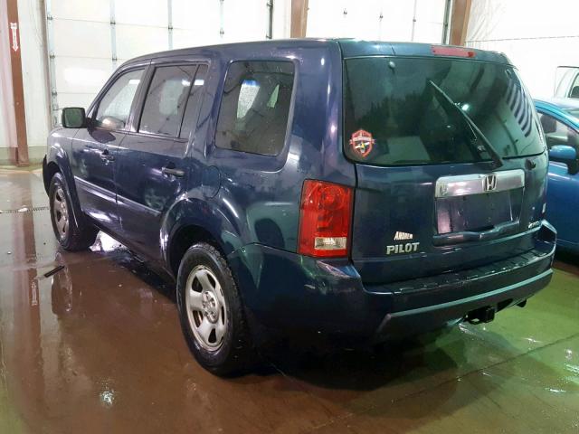 5FNYF48239B024189 - 2009 HONDA PILOT LX BLUE photo 3