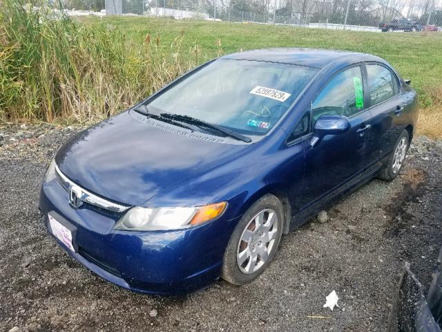 1HGFA16538L015068 - 2008 HONDA CIVIC LX BLUE photo 2