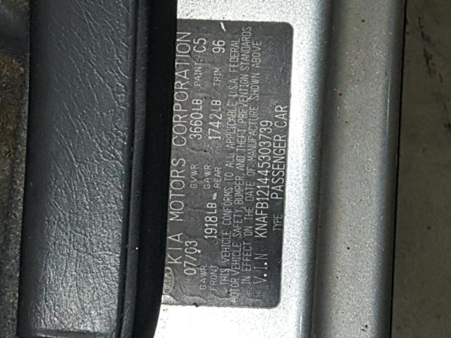 KNAFB121445303739 - 2004 KIA SPECTRA BA SILVER photo 10