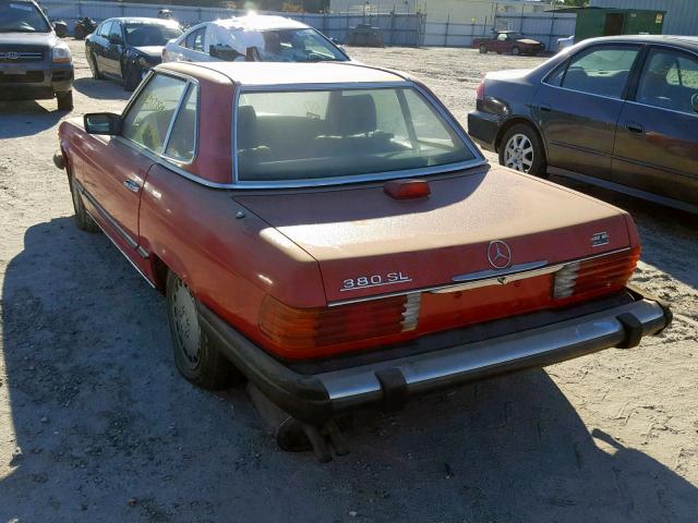 WDBBA45A6CB010599 - 1982 MERCEDES-BENZ 380 SL RED photo 3