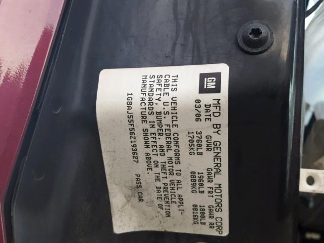 1G8AJ55F56Z193627 - 2006 SATURN ION LEVEL RED photo 10