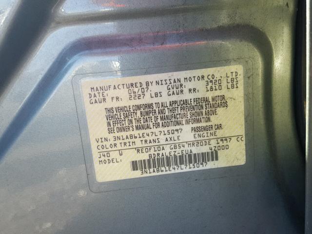 3N1AB61E47L715097 - 2007 NISSAN SENTRA 2.0 GREEN photo 10