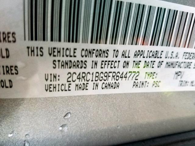 2C4RC1BG9FR644772 - 2015 CHRYSLER TOWN & COU SILVER photo 10