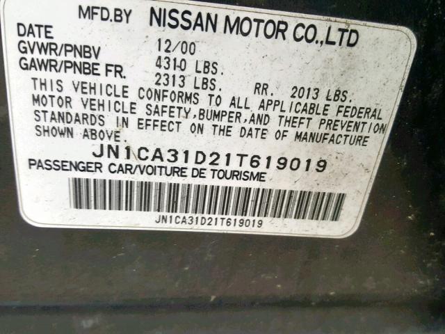 JN1CA31D21T619019 - 2001 NISSAN MAXIMA GXE GRAY photo 10