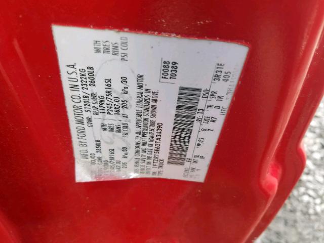 1FTZR15E63TA34390 - 2003 FORD RANGER SUP RED photo 10