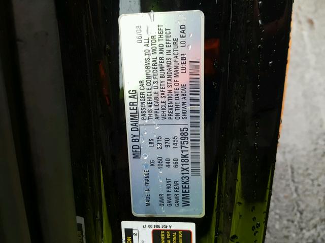 WMEEK31X18K175985 - 2008 SMART FORTWO PAS 橙色 照片 10