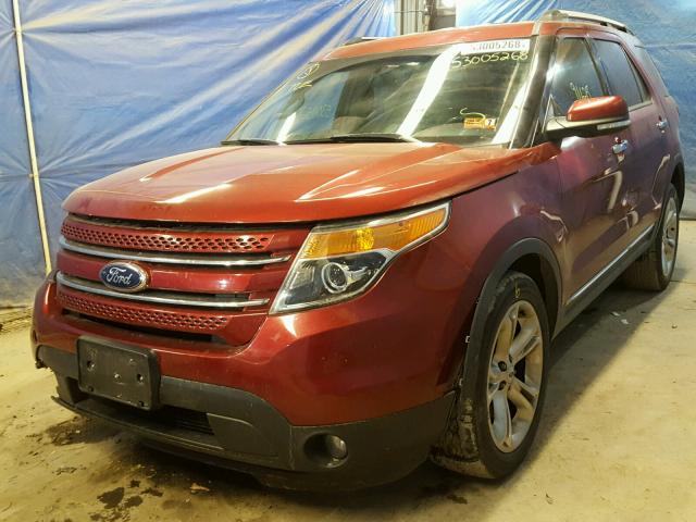 1FM5K8F81DGC53610 - 2013 FORD EXPLORER L RED photo 2