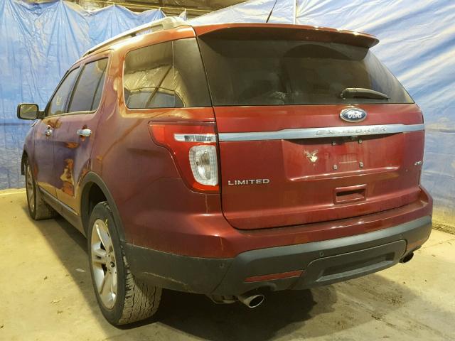 1FM5K8F81DGC53610 - 2013 FORD EXPLORER L RED photo 3