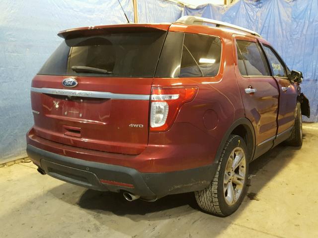 1FM5K8F81DGC53610 - 2013 FORD EXPLORER L RED photo 4