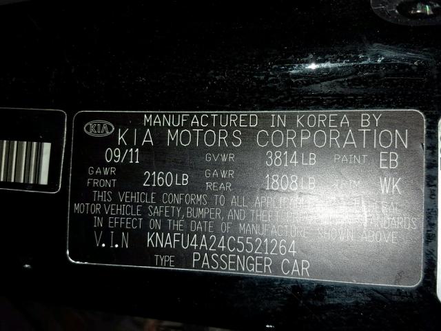 KNAFU4A24C5521264 - 2012 KIA FORTE EX GRAY photo 10