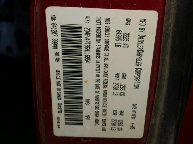 2D4FV47T96H116954 - 2006 DODGE MAGNUM SE RED photo 10