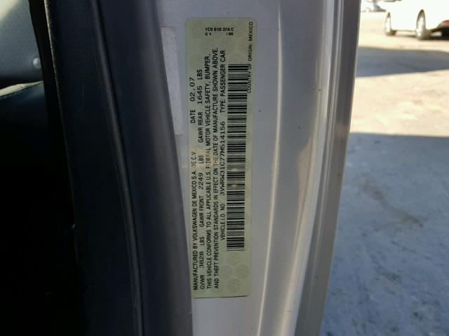 3VWRW31C77M514156 - 2007 VOLKSWAGEN NEW BEETLE 银色 照片 10