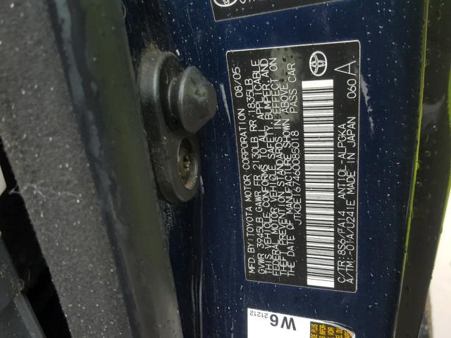 JTKDE167460085018 - 2006 TOYOTA SCION TC 蓝色 照片 10