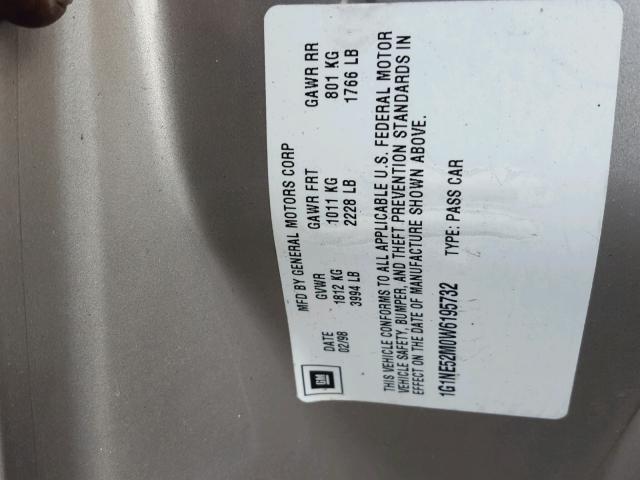 1G1NE52M0W6195732 - 1998 CHEVROLET MALIBU LS 金色 照片 10