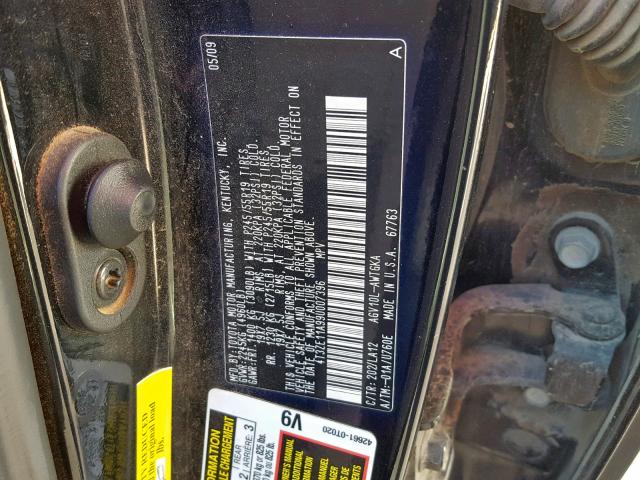 4T3ZE11A99U007396 - 2009 TOYOTA VENZA BLACK photo 10