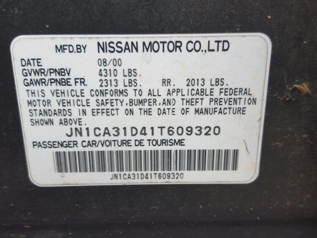 JN1CA31D41T609320 - 2001 NISSAN MAXIMA GXE GRAY photo 10